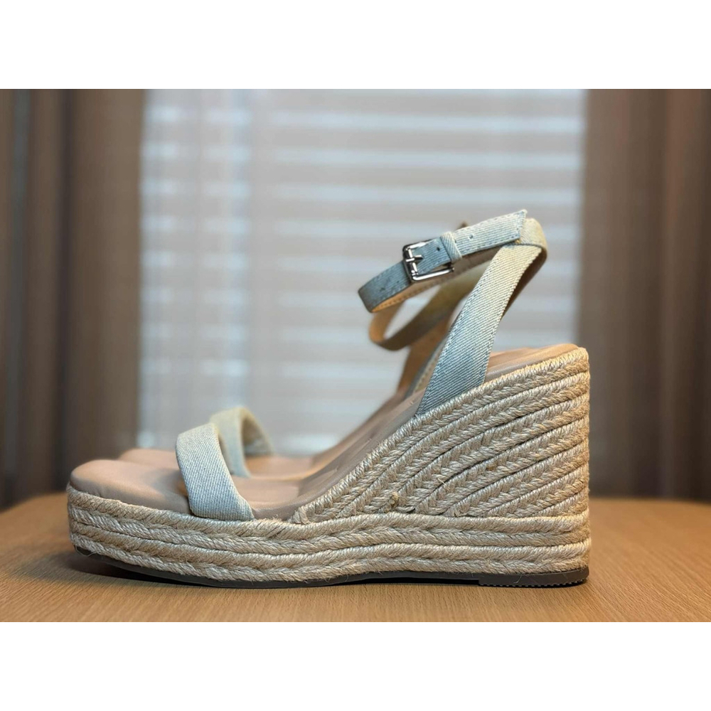 Women's Padded Light Blue Denim Wedge Espadrille Platform Sandals 9.5 M - Picture 4 of 9